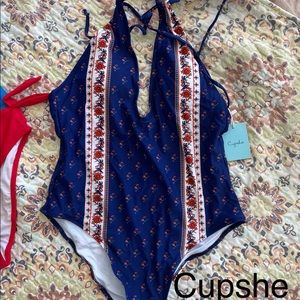 Blue red white cupshe one piece